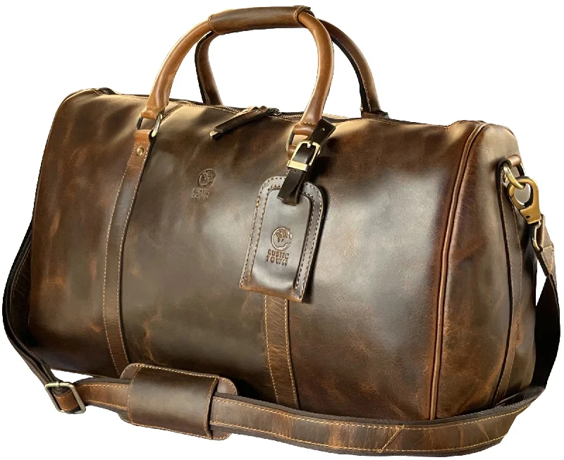 Nando Adventure Leather Travel Duffle Bag (Brown)