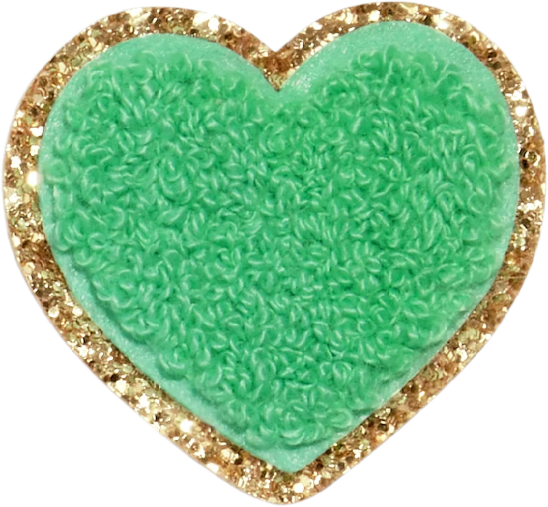 Avocado Glitter Varsity Heart Patch