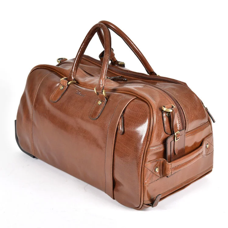 Ashwood Chelsea Albert Wheeled Chestnut Leather Travel Holdall