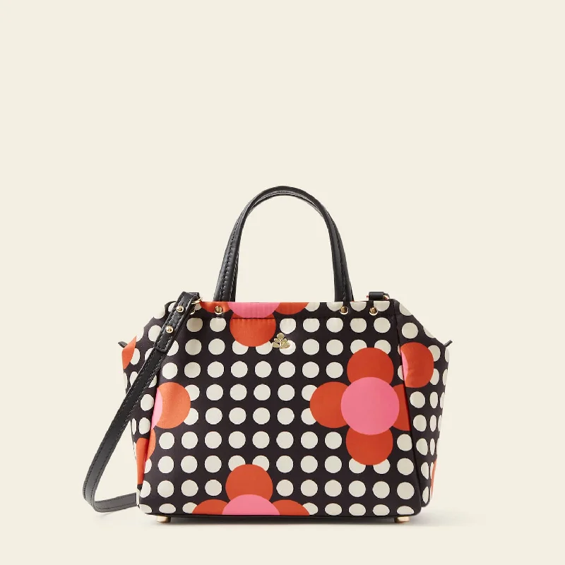 Concertina Crossbody Tote - Fuchsia Flower Polka Dot