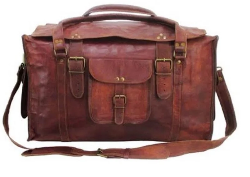 Cuero 21"" Women's Retro Style Carry on Luggage Flap Duffel Leather Duffel Bag