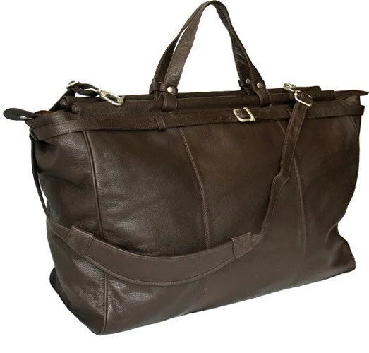 DARK BROWN BROWN LEATHER TOP ROD HOLDALL / DUFFLE / CABIN BAG