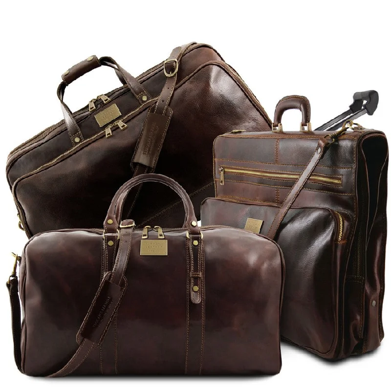 Deluxe Leather Travel Bag Set