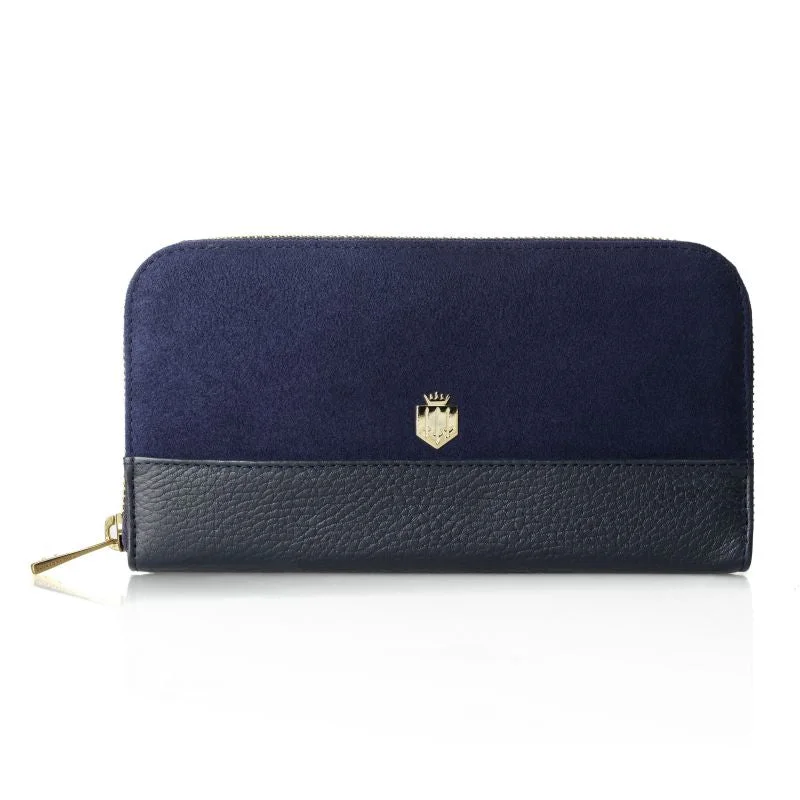 Fairfax & Favor Salisbury Leather and Suede Purse - Navy