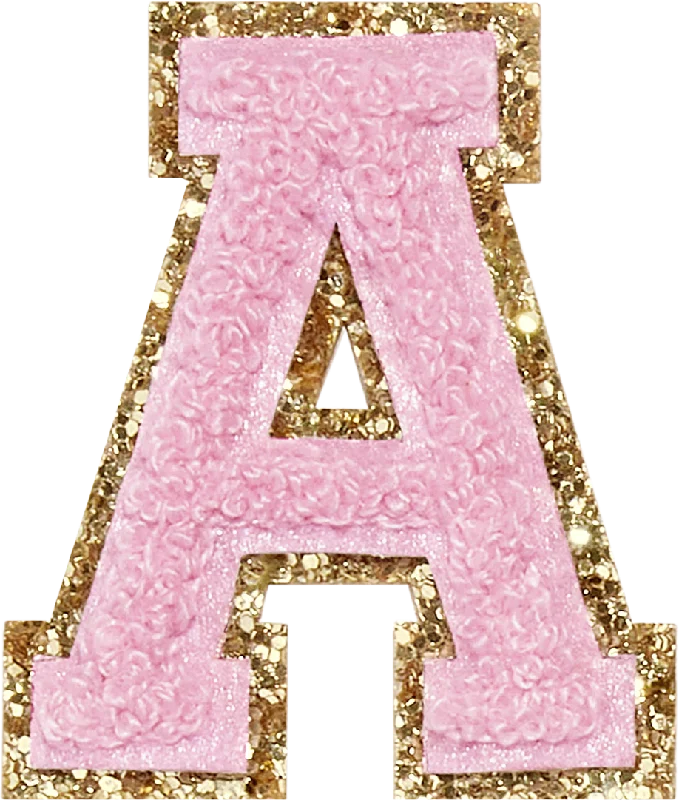 Flamingo Glitter Varsity Letter Patch