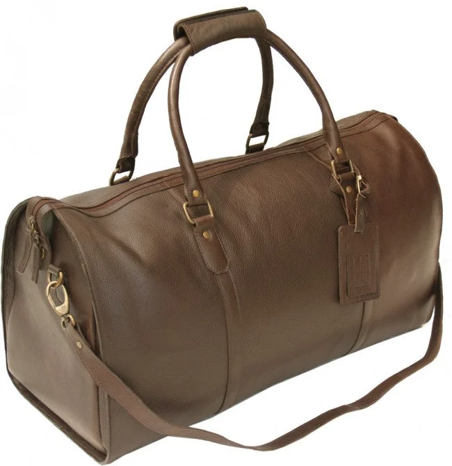 ITALIAN DARK BROWN LEATHER TRAVEL HOLDALL / DUFFLE / CABIN BAG BY HIDEONLINE