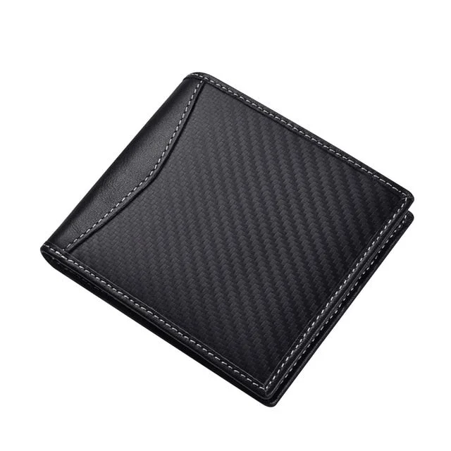 Men Wallets Carbon Fiber Leather Wallet Anti-magnetic