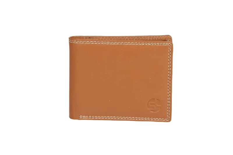 MENS LEATHER WALLET 92982 (TAN WITH BROWN)