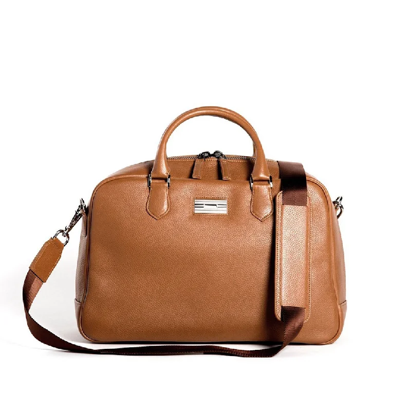 Newport Travel Satchel Bag - Cognac Leather Weekender