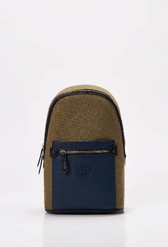 Olive Canvas & Leather Sling Bag