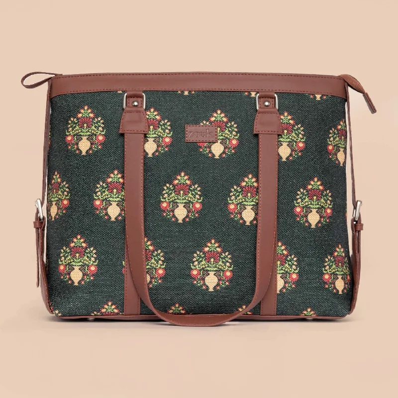 Royal Green Mogra Print Women's Office Bag