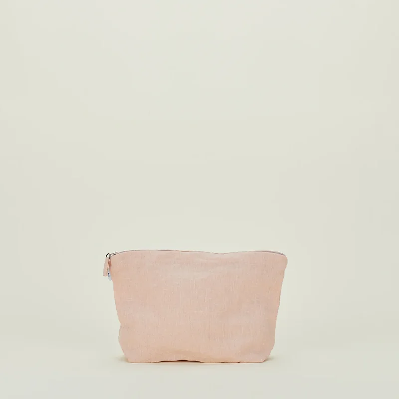 Simple Linen Zipper Pouch (Blush)