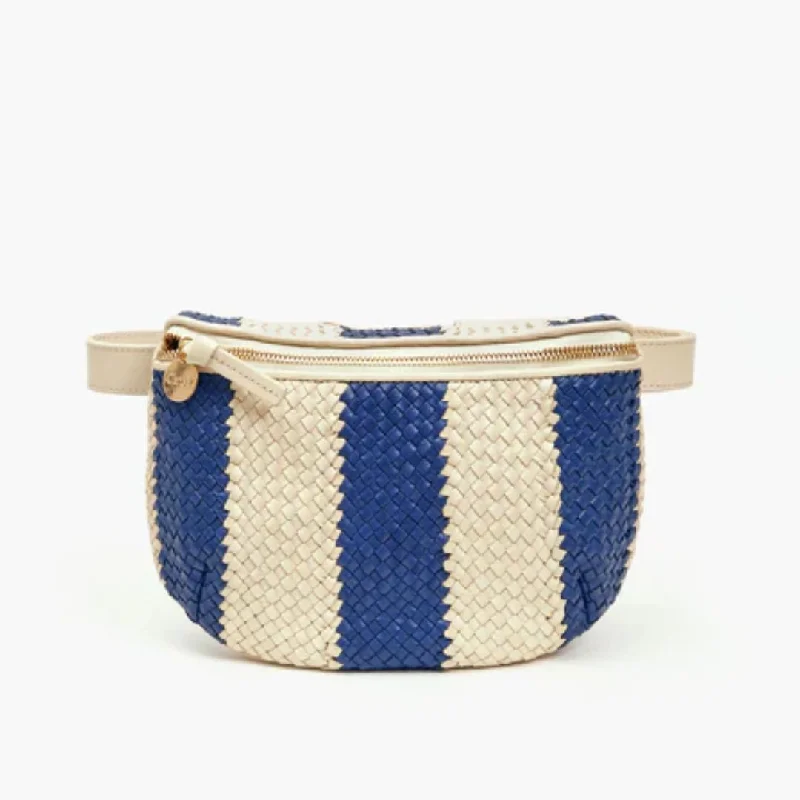 Woven Racing Stripes Fanny Pack (Indigo + Cream)