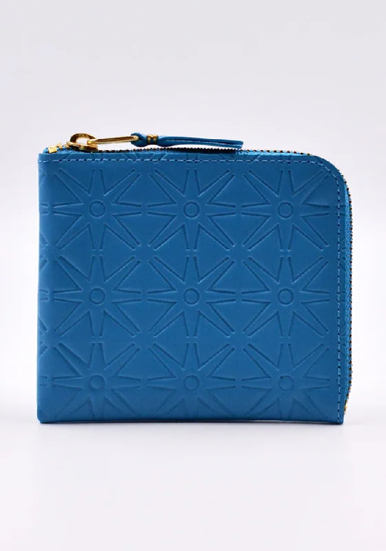 COMME DES GARCONS SA310EA EMBOSSED ZIP WALLET BLUE