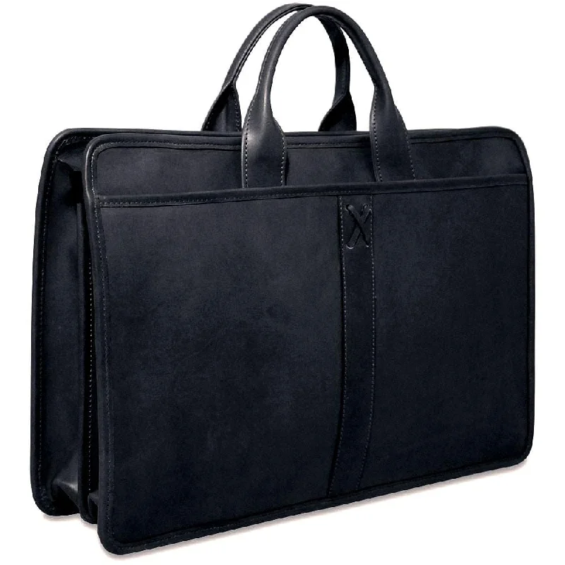 CrookhornDavis Men's American Bullhide Leather Double Gusset Top Zip Briefcase