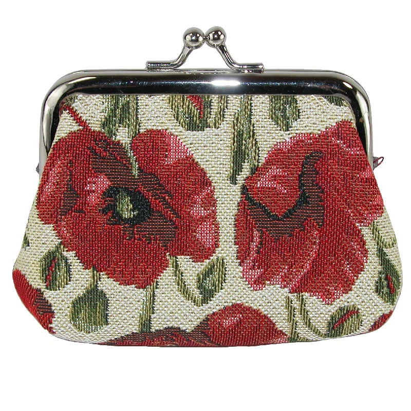 CTM® Women's Poppy Print Tapestry Coin Purse Wallet